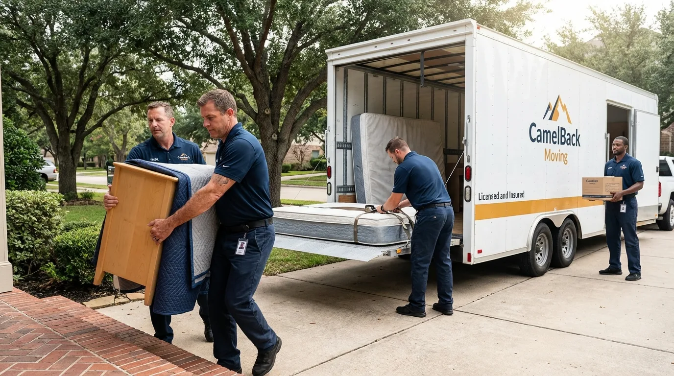 Crew loading residential truck for cross-state move from De Graff, OH